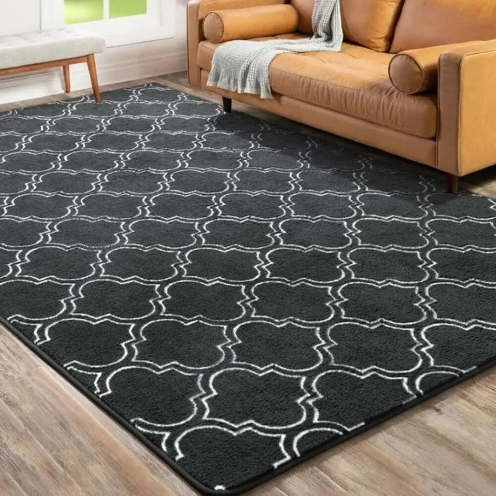 New 4x6 Shag Geometric Area Rug, Memory Foam, Fluffy Carpet for Home, Room Decor
